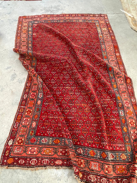 4'8 x 7'6 Antique Karabagh rug #2188ML / 5x8 Vintage Rug - Blue Parakeet Rugs