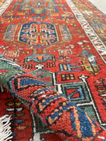 3’1 x 11’7 Antique tribal wool runner #376 / 3x12 Vintage runner - Blue Parakeet Rugs