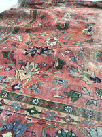 9'1 x 13' love worn antique Persian Mahal Rug - Blue Parakeet Rugs