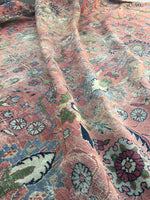 9'1 x 13' love worn antique Persian Mahal Rug - Blue Parakeet Rugs