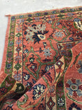 9'1 x 13' love worn antique Persian Mahal Rug - Blue Parakeet Rugs