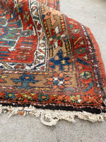 3’1 x 11’7 Antique tribal wool runner #376 / 3x12 Vintage runner - Blue Parakeet Rugs