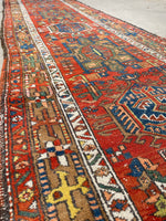 3’1 x 11’7 Antique tribal wool runner #376 / 3x12 Vintage runner - Blue Parakeet Rugs