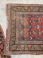 4'2 x 9'2 Antique worn Caucasian Kuba rug #2187ML / 4x9 Vintage Rug - Blue Parakeet Rugs