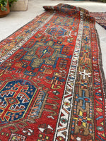3’1 x 11’7 Antique tribal wool runner #376 / 3x12 Vintage runner - Blue Parakeet Rugs