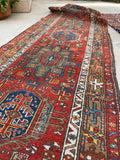 3’1 x 11’7 Antique tribal wool runner #376 / 3x12 Vintage runner - Blue Parakeet Rugs