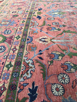 9'1 x 13' love worn antique Persian Mahal Rug - Blue Parakeet Rugs
