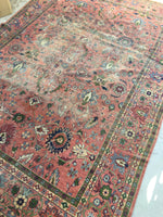9'1 x 13' love worn antique Persian Mahal Rug - Blue Parakeet Rugs