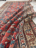 4'2 x 9'2 Antique worn Caucasian Kuba rug #2187ML / 4x9 Vintage Rug - Blue Parakeet Rugs