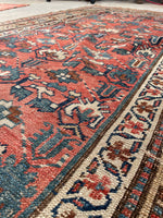 4'2 x 9'2 Antique worn Caucasian Kuba rug #2187ML / 4x9 Vintage Rug - Blue Parakeet Rugs