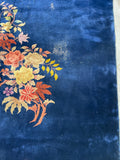 11'9 x 14'9 Antique Royal Blue Art Deco Chinese Rug #2703 / Oversize Vintage Rug - Blue Parakeet Rugs