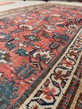4'2 x 9'2 Antique worn Caucasian Kuba rug #2187ML / 4x9 Vintage Rug - Blue Parakeet Rugs