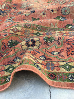 9'1 x 13' love worn antique Persian Mahal Rug - Blue Parakeet Rugs