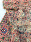 9'1 x 13' love worn antique Persian Mahal Rug - Blue Parakeet Rugs