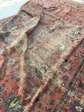 9'1 x 13' love worn antique Persian Mahal Rug - Blue Parakeet Rugs