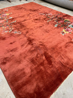 9' x 11'8 Antique Art Deco Rug #2704 / Large Vintage Rug - Blue Parakeet Rugs