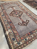 3'7 x 6'3 Antique Kurdish Lavander rug #2189ML / 4x6 Vintage Rug - Blue Parakeet Rugs