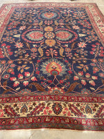 10'4 x 13' Antique Persian rug #1838 / Large Vintage Rug / 10x13 Vintage Rug - Blue Parakeet Rugs