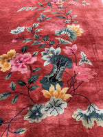 9' x 11'8 Antique Art Deco Rug #2704 / Large Vintage Rug - Blue Parakeet Rugs