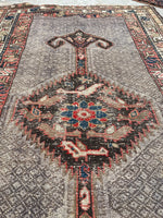 3'7 x 6'3 Antique Kurdish Lavander rug #2189ML / 4x6 Vintage Rug - Blue Parakeet Rugs