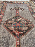 3'7 x 6'3 Antique Kurdish Lavander rug #2189ML / 4x6 Vintage Rug - Blue Parakeet Rugs