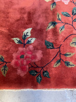 9' x 11'8 Antique Art Deco Rug #2704 / Large Vintage Rug - Blue Parakeet Rugs