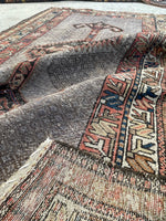 3'7 x 6'3 Antique Kurdish Lavander rug #2189ML / 4x6 Vintage Rug - Blue Parakeet Rugs