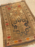 3'4 X 4'7 Antique Worn Caucasian Rug #1839 / Small Vintage Rug / 3x5 Vintage Rug - Blue Parakeet Rugs