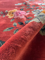 9' x 11'8 Antique Art Deco Rug #2704 / Large Vintage Rug - Blue Parakeet Rugs