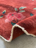 9' x 11'8 Antique Art Deco Rug #2704 / Large Vintage Rug - Blue Parakeet Rugs