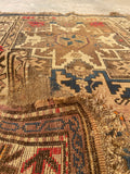 3'4 X 4'7 Antique Worn Caucasian Rug #1839 / Small Vintage Rug / 3x5 Vintage Rug - Blue Parakeet Rugs