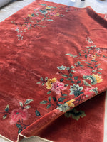 9' x 11'8 Antique Art Deco Rug #2704 / Large Vintage Rug - Blue Parakeet Rugs
