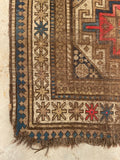 3'3 X 8'5 Antique Worn Kazak Runner #1840 / 3x9 Vintage Runner - Blue Parakeet Rugs