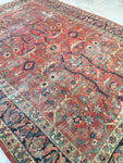 7'10 x 10'9 Worn to Perfection Persian Heriz Rug - Blue Parakeet Rugs