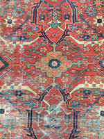 7'10 x 10'9 Worn to Perfection Persian Heriz Rug - Blue Parakeet Rugs