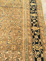 6'8 x 19'9 Antique 1930s fish design gallery size rug - Blue Parakeet Rugs