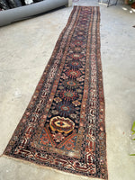 3'2 x 16'9 Antique Persian Malayer runner #2190ML / 3x17 Vintage Runner - Blue Parakeet Rugs