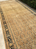6'8 x 19'9 Antique 1930s fish design gallery size rug - Blue Parakeet Rugs