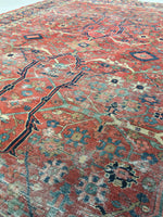 7'10 x 10'9 Worn to Perfection Persian Heriz Rug - Blue Parakeet Rugs