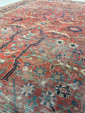 7'10 x 10'9 Worn to Perfection Persian Heriz Rug - Blue Parakeet Rugs
