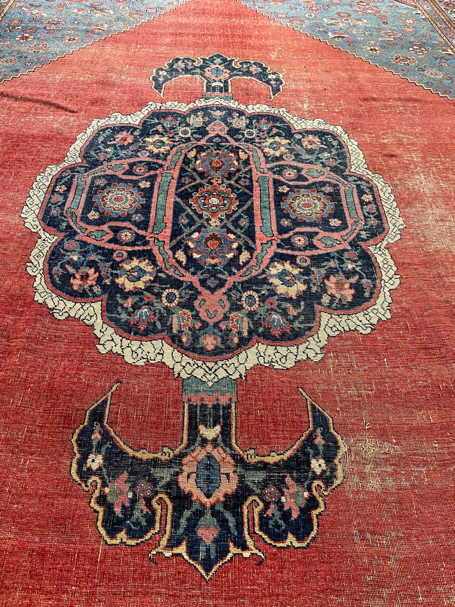 9'6 x 15' Antique Oversize Persian Bidjar rug #2705 – Blue Parakeet Rugs