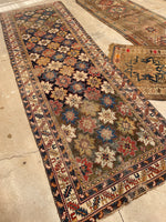 3'11 X 11'9 Antique Caucasian Runner #1841 /  4x12 Vintage Runner - Blue Parakeet Rugs