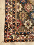 3'11 X 11'9 Antique Caucasian Runner #1841 /  4x12 Vintage Runner - Blue Parakeet Rugs