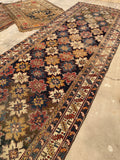 3'11 X 11'9 Antique Caucasian Runner #1841 /  4x12 Vintage Runner - Blue Parakeet Rugs