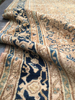 6'8 x 19'9 Antique 1930s fish design gallery size rug - Blue Parakeet Rugs