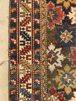 3'11 X 11'9 Antique Caucasian Runner #1841 /  4x12 Vintage Runner - Blue Parakeet Rugs