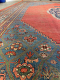 9'6 x 15' Antique Oversize Persian Bidjar rug #2705 - Blue Parakeet Rugs