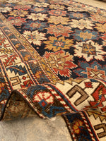 3'11 X 11'9 Antique Caucasian Runner #1841 /  4x12 Vintage Runner - Blue Parakeet Rugs