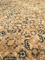 6'8 x 19'9 Antique 1930s fish design gallery size rug - Blue Parakeet Rugs