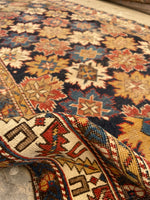 3'11 X 11'9 Antique Caucasian Runner #1841 /  4x12 Vintage Runner - Blue Parakeet Rugs